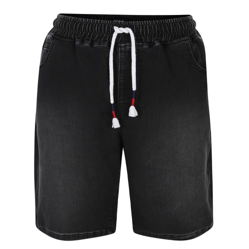 Bigdude Elasticated Waist Stretch Denim Shorts Black